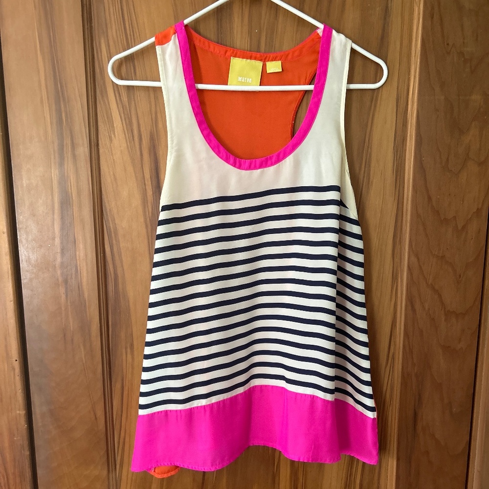Anthropologie Maeve striped sleeveless shirt with color block detail